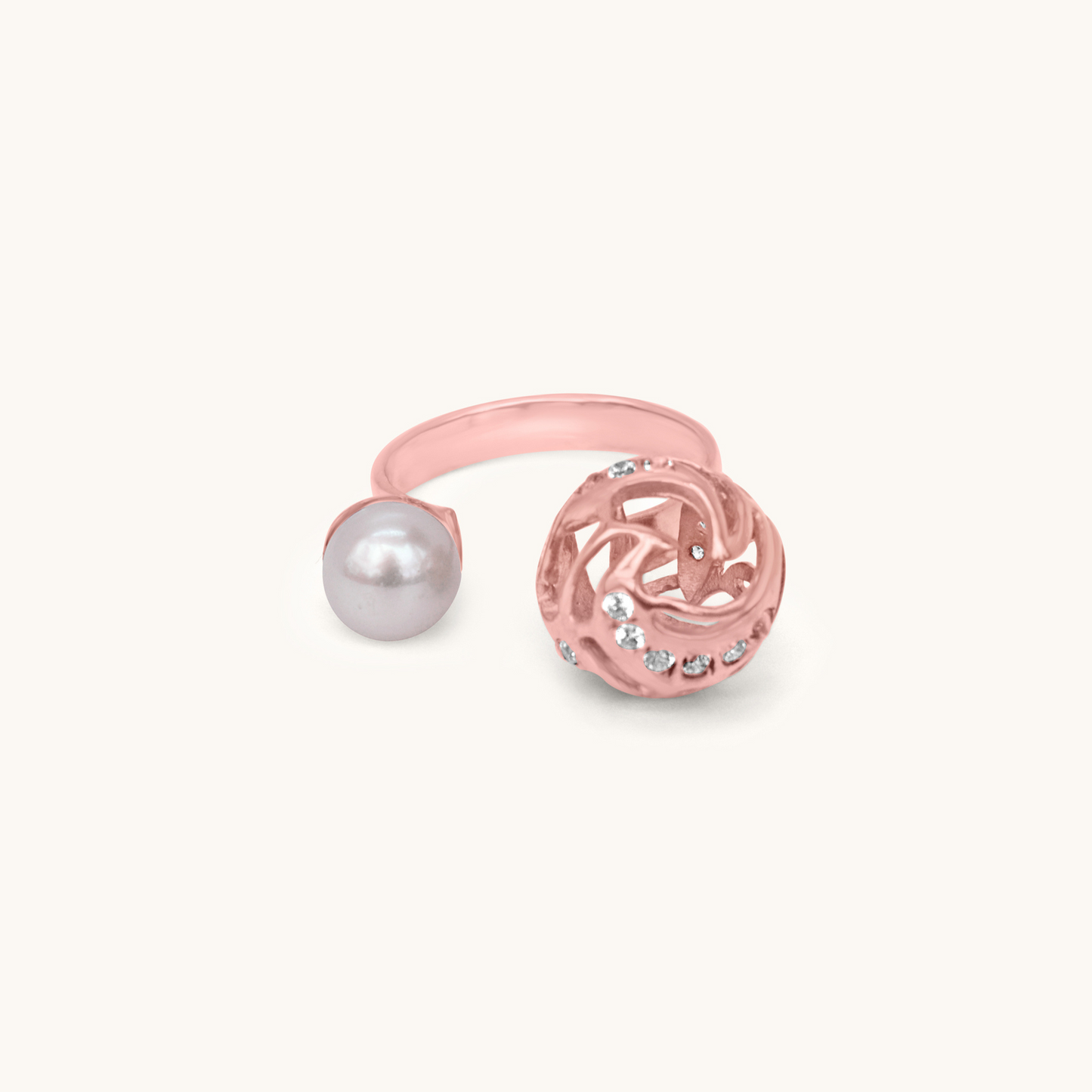 Rolling Pearl Ring Rose Gold