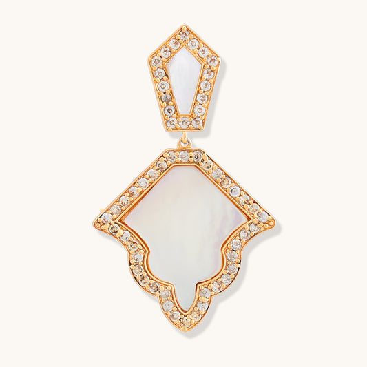 Gold plated mother of pearl stud earrings with jali work