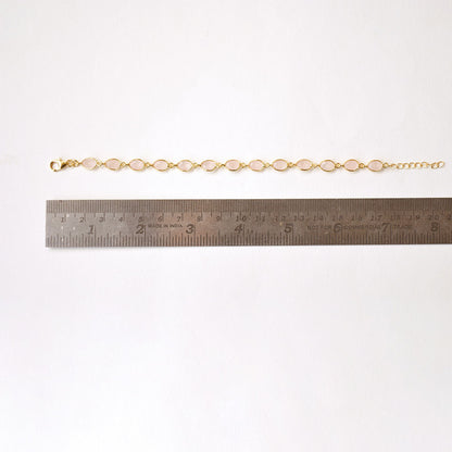 Handcrafted rose quartz open bezel bracelet in 925 silver