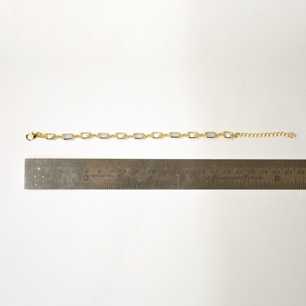 Handcrafted 925 silver calcegiate and clear quartz bracelet