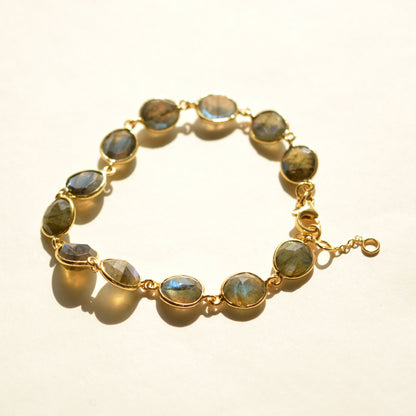 Labradorite bracelet in 925 silver with 18K gold plating