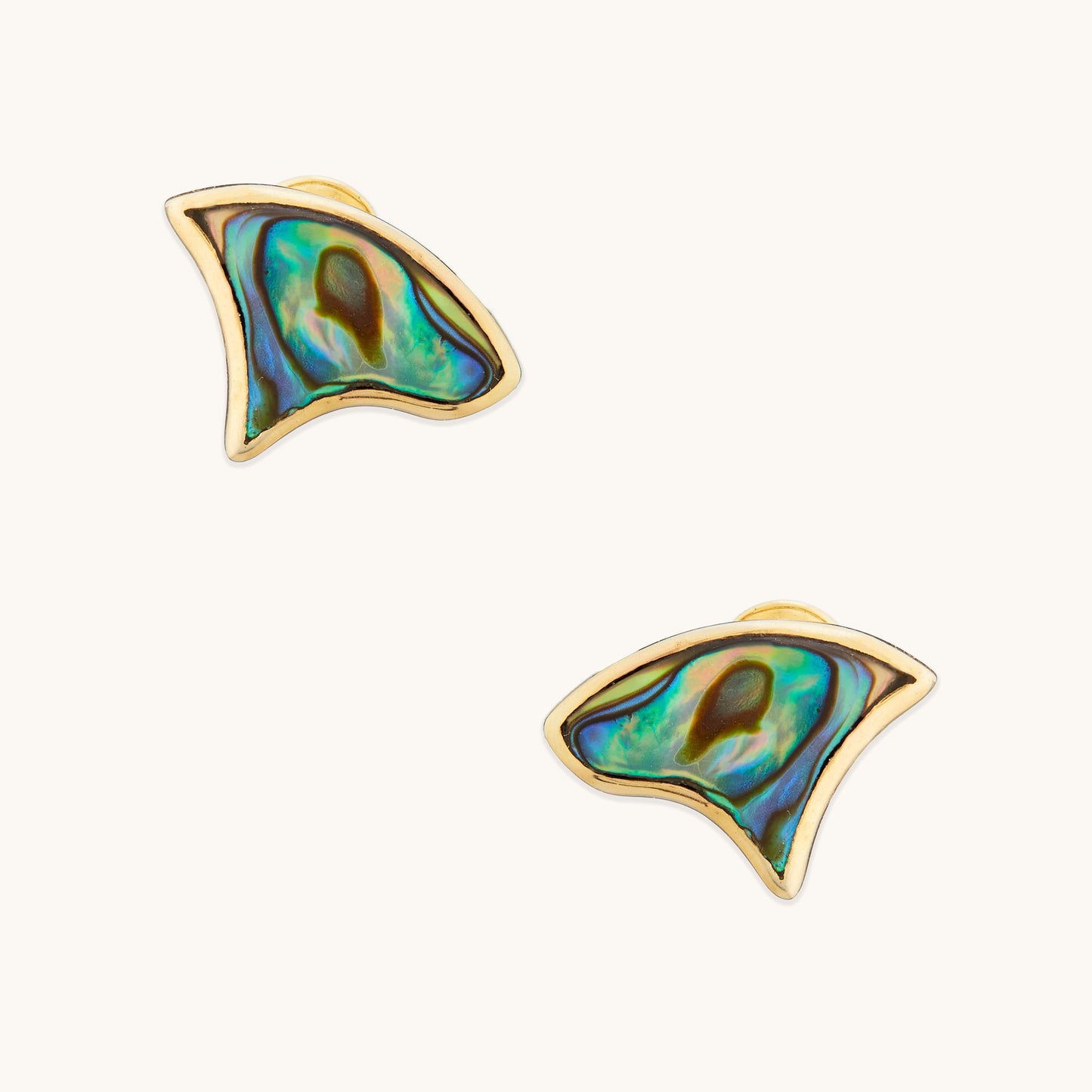Gold  shoulder duster earrings with natural abalone shell and sea-inspired decorative elements.