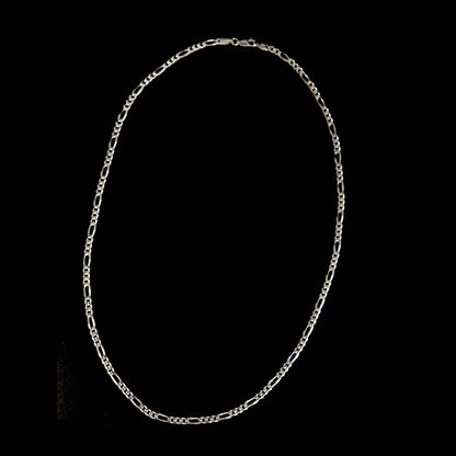 A minimalist, polished silver circular chain featuring a sleek, modern aesthetic suitable for all genders, isolated on a black background