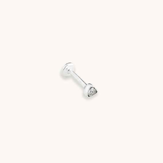 Sterling silver trillion-cut stud earrings with a secure flatback post for comfortable 24/7 wear.