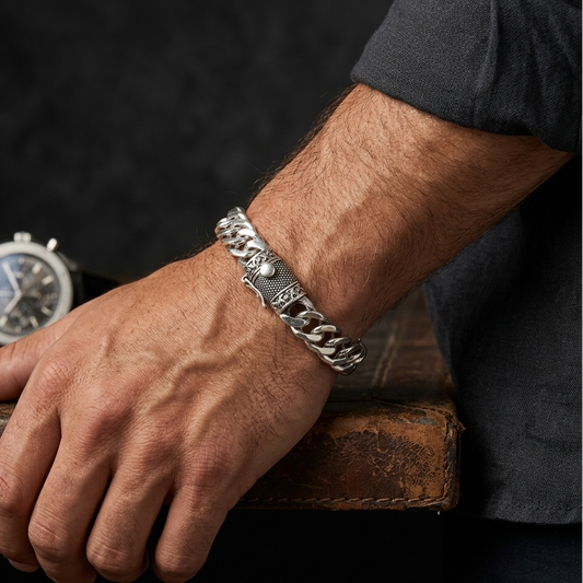 Silver Link Bracelet - Mens