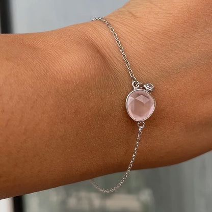 Rose Quartz Bracelet – 925 Silver Adjustable