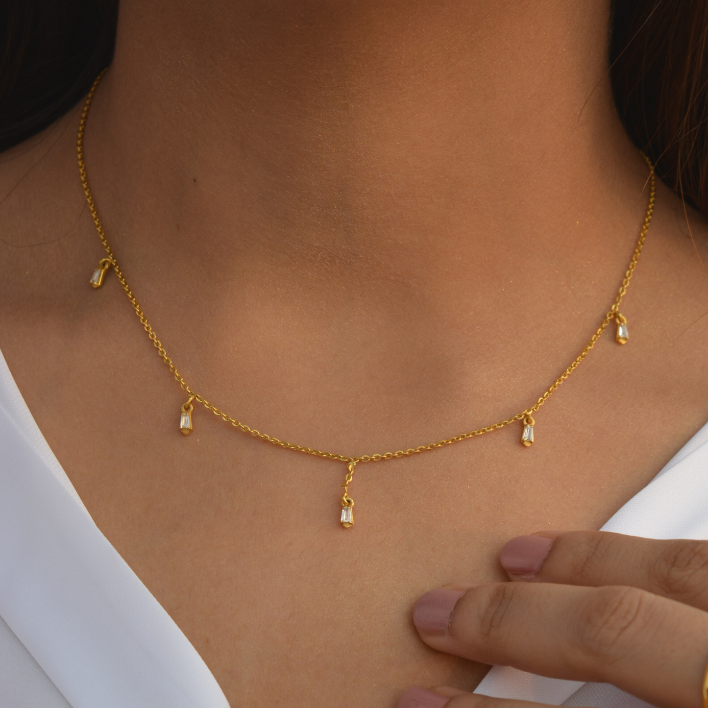 Floating Stones Necklace - Yellow Gold